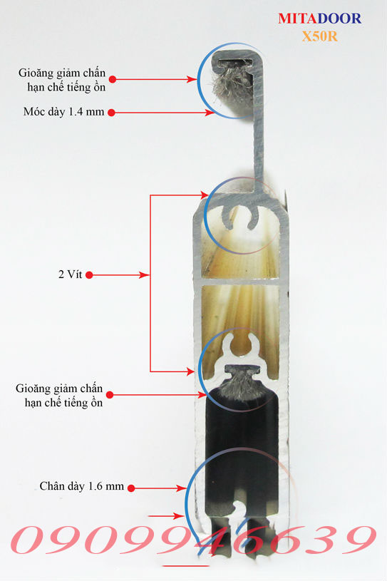 Cửa Cuốn Nhôm Mitadoor Khe Thoáng X50R (1.6 ly)